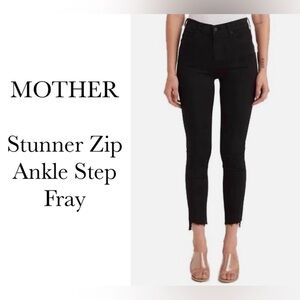MOTHER Stunner Zip Black Ankle Fray Jeans